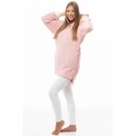 Kép 1/5 - POPPY CSAVART MINTÁS  CHILL PULÓVER PÚDER SZÍNBEN 