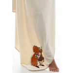 Kép 1/3 - POPPY HÍMZETT MÓKUS MINTÁS TAKARÓ EKRÜ SZÍNBEN