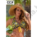 Kép 1/3 - CCK 22.00225 SÁRGA-SZÜRKE  PÖTTYÖS BIKINI FELSŐ