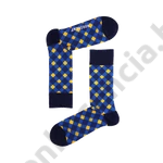 Kép 1/2 - NORDKAMP PEPITA SŐTÉTKÉK-SÁRGA NŐI ZOKNI