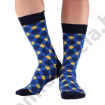 Kép 2/2 - NORDKAMP PEPITA SŐTÉTKÉK-SÁRGA NŐI ZOKNI