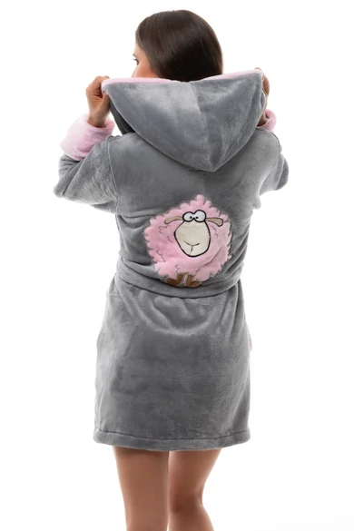 POPPY DK. HÍMZETT BÁRÁNYOS KÖNTÖS SZÜRKE-RÓZSASZÍN