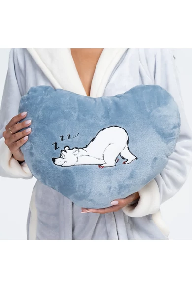 POPPY HÍMZETT JEGESMEDVE MINTÁJÚ ACÉLKÉK PÁRNA