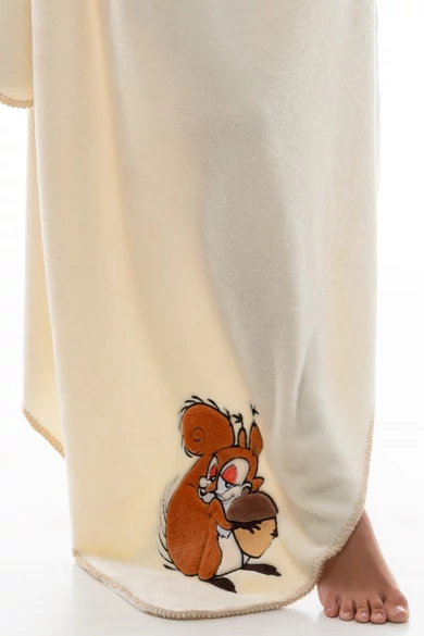 POPPY HÍMZETT MÓKUS MINTÁS TAKARÓ EKRÜ SZÍNBEN