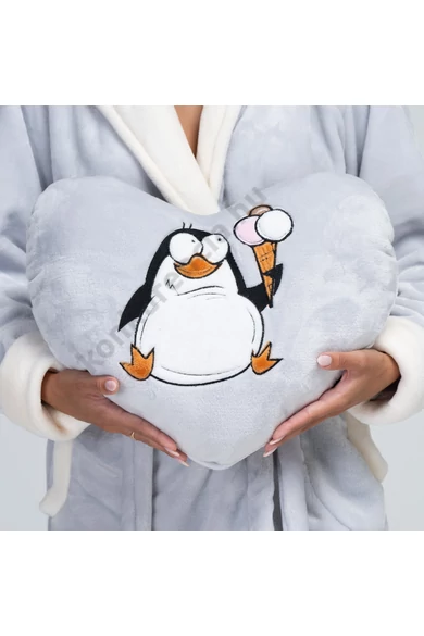 POPPY HÍMZETT PINGVIN VILÁGOS SZÜRKE PÁRNA